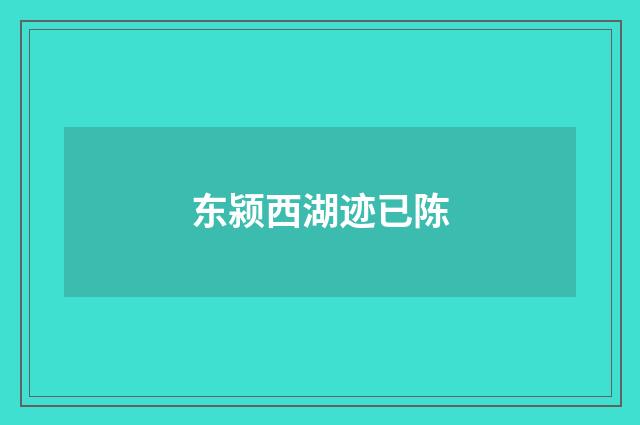 东颍西湖迹已陈