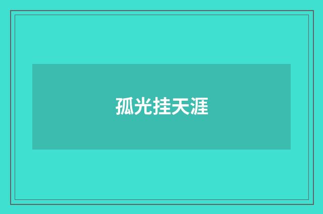 孤光挂天涯