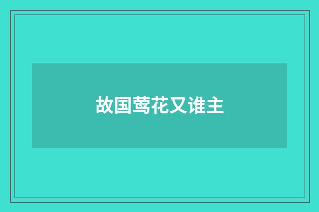 故国莺花又谁主