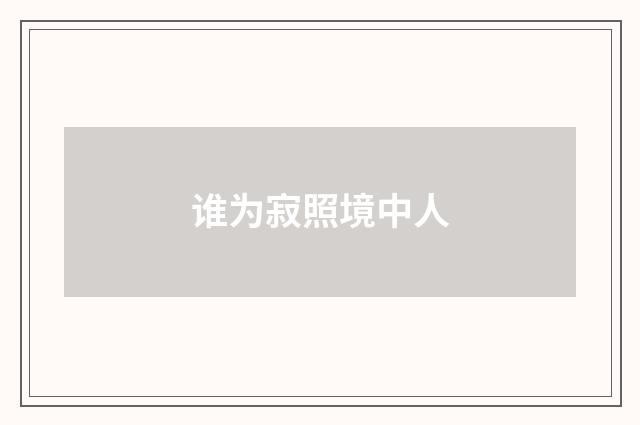 谁为寂照境中人
