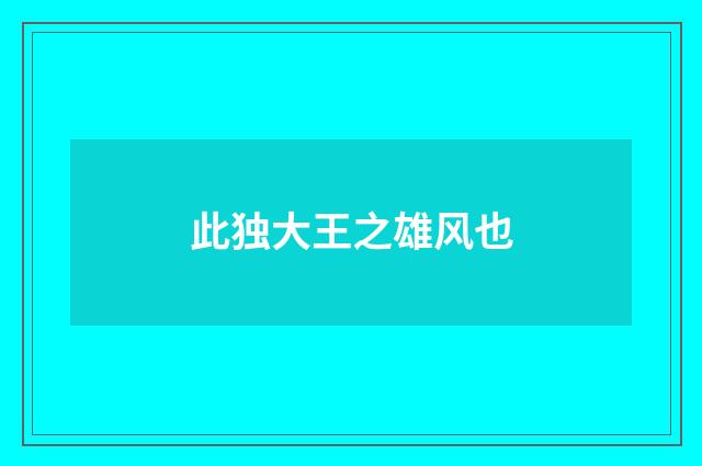 此独大王之雄风也