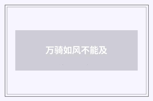万骑如风不能及