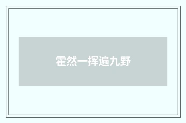 霍然一挥遍九野