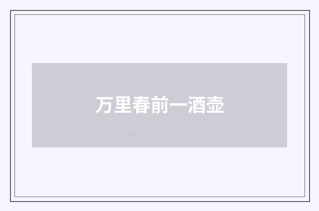 万里春前一酒壶