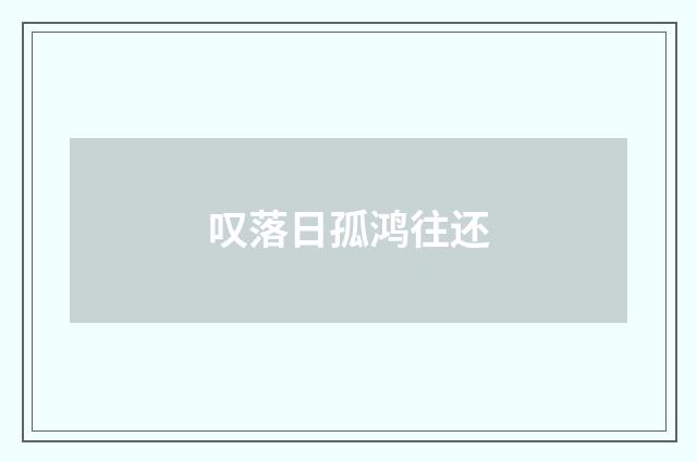 叹落日孤鸿往还