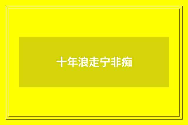 十年浪走宁非痴