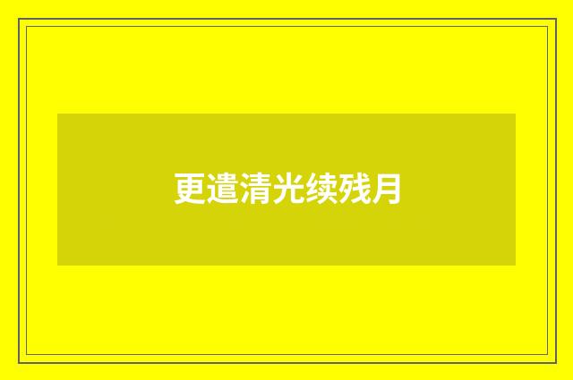 更遣清光续残月
