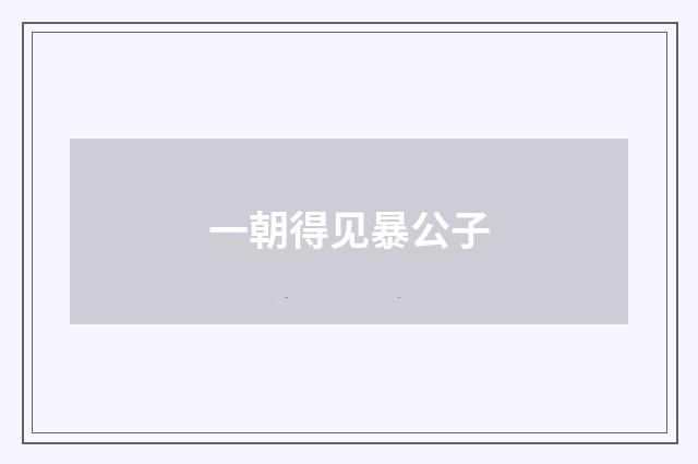 一朝得见暴公子