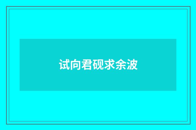 试向君砚求余波