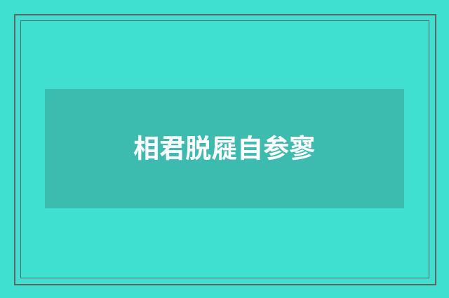 相君脱屣自参寥