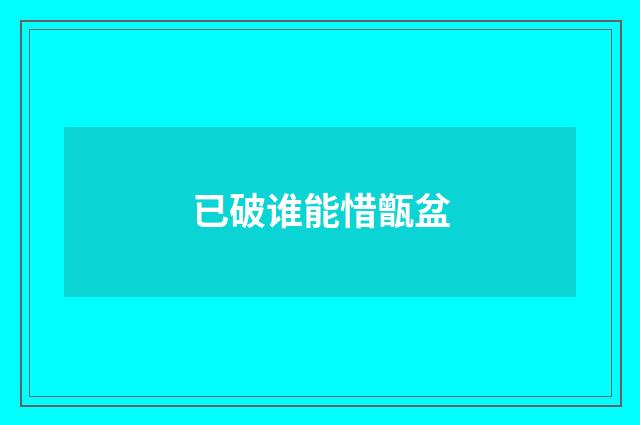 已破谁能惜甑盆
