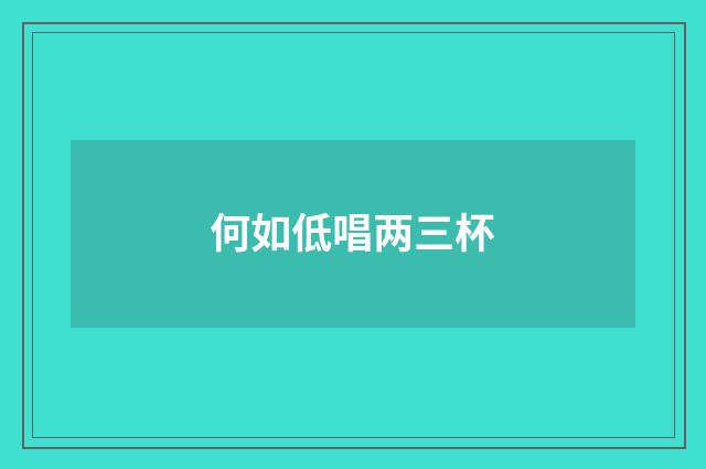 何如低唱两三杯
