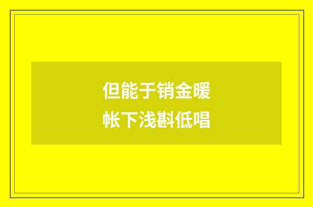 但能于销金暖帐下浅斟低唱