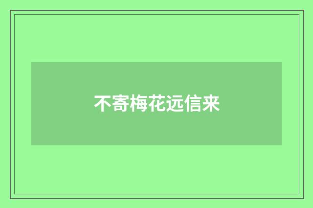 不寄梅花远信来