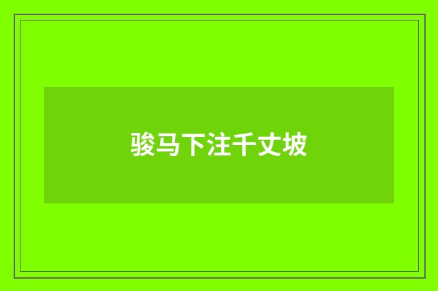 骏马下注千丈坡