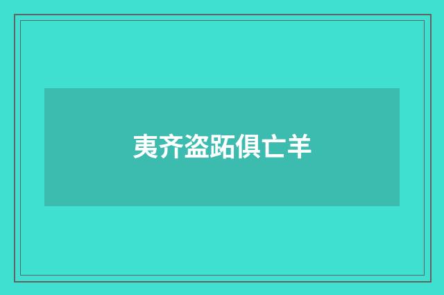 夷齐盗跖俱亡羊
