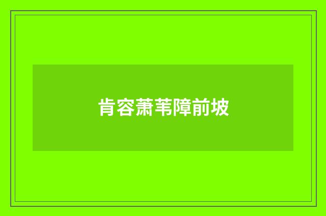 肯容萧苇障前坡