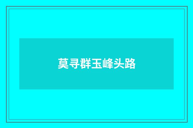 莫寻群玉峰头路