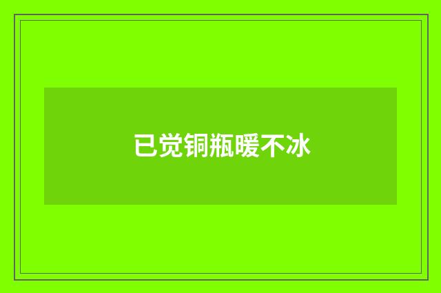 已觉铜瓶暖不冰