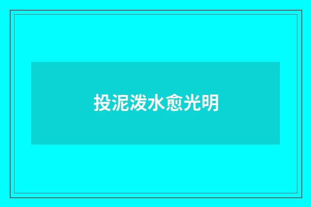 投泥泼水愈光明