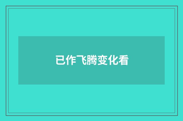 已作飞腾变化看