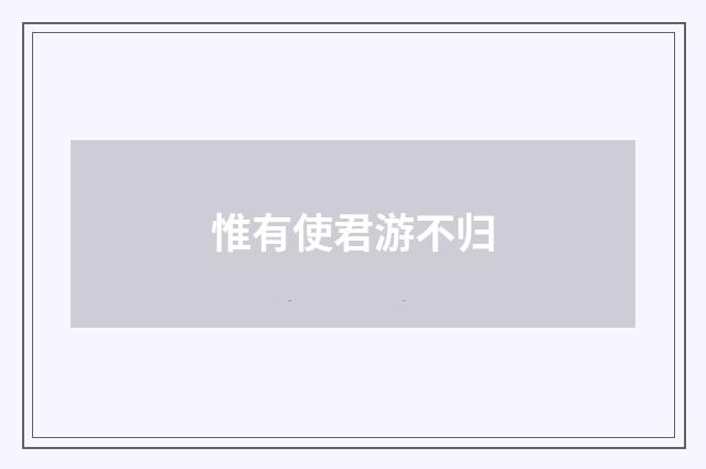 惟有使君游不归