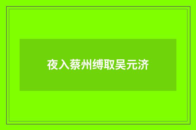 夜入蔡州缚取吴元济