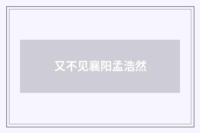 又不见襄阳孟浩然