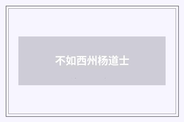 不如西州杨道士