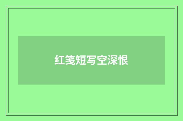 红笺短写空深恨