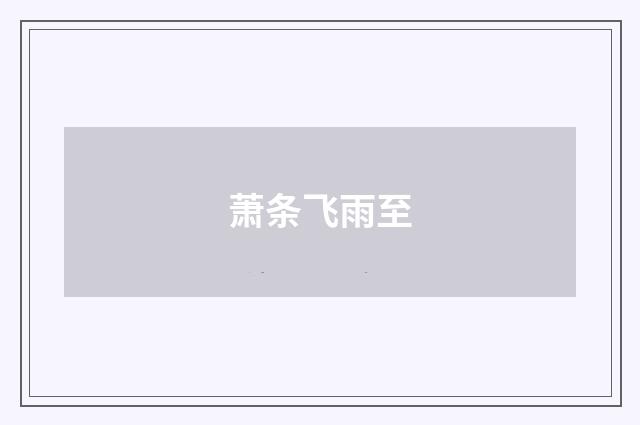 萧条飞雨至
