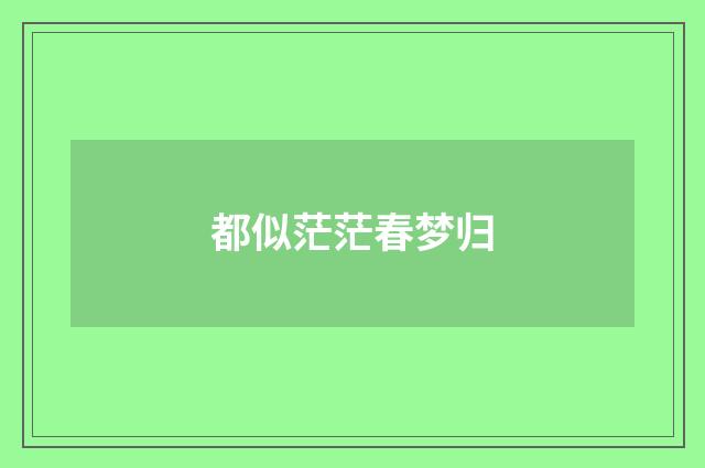都似茫茫春梦归