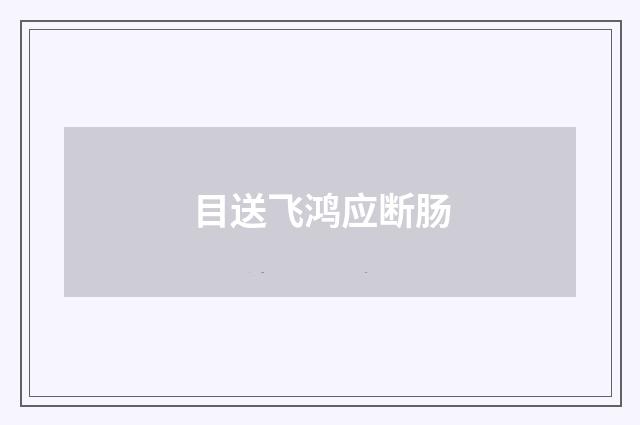 目送飞鸿应断肠