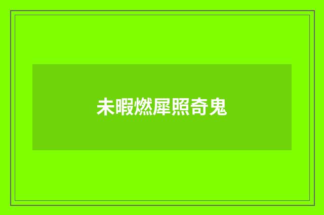 未暇燃犀照奇鬼