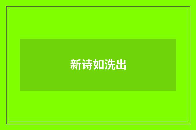 新诗如洗出