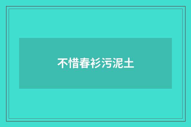 不惜春衫污泥土
