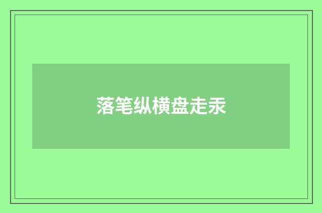 落笔纵横盘走汞