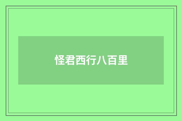 怪君西行八百里
