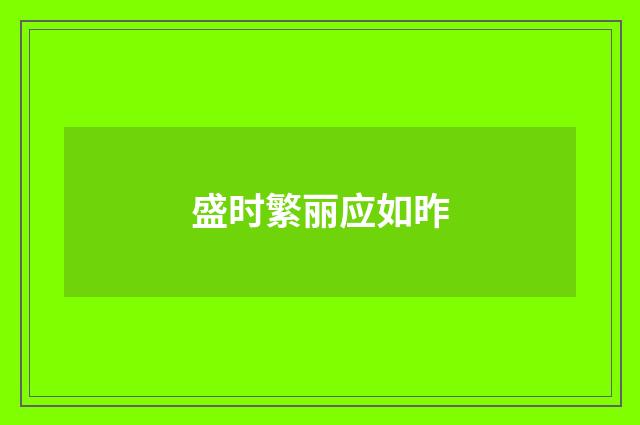 盛时繁丽应如昨