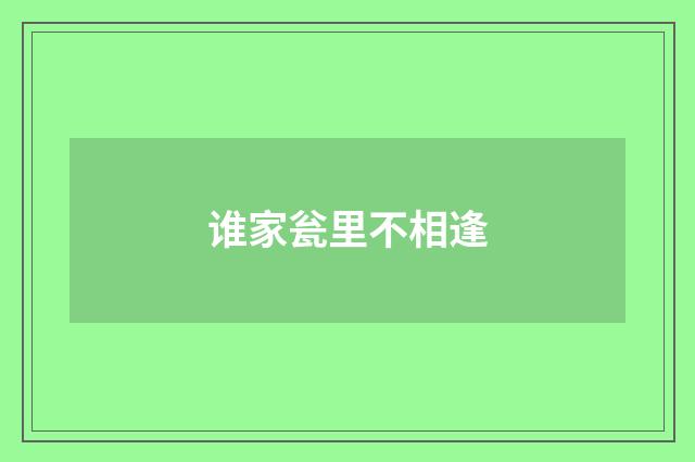 谁家瓮里不相逢