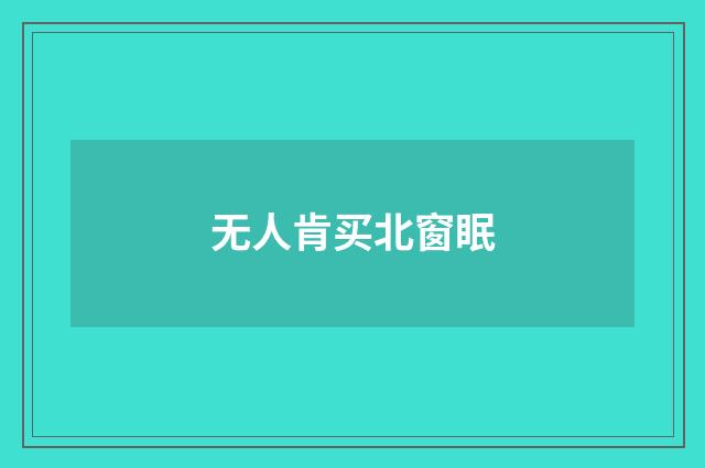 无人肯买北窗眠
