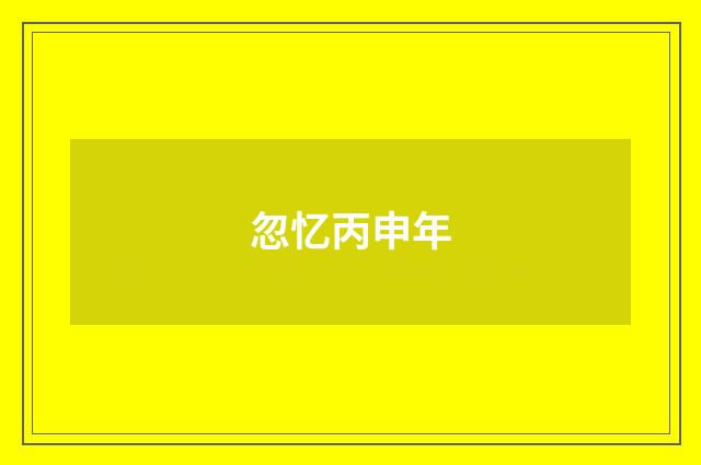 忽忆丙申年