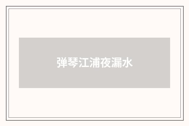 弹琴江浦夜漏水