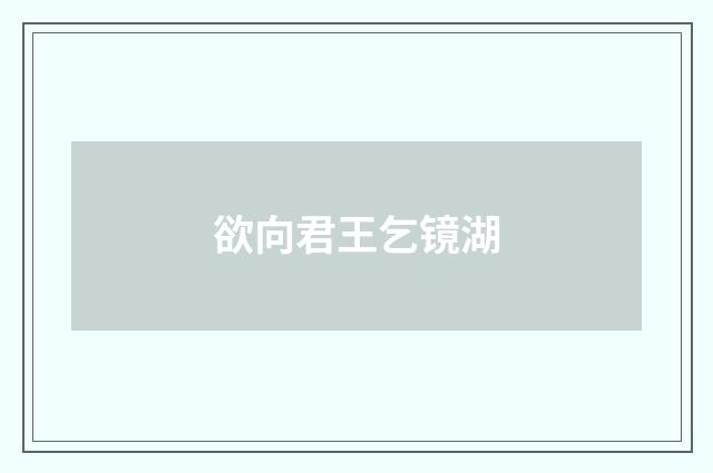 欲向君王乞镜湖