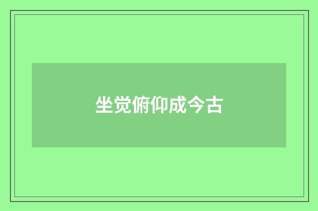坐觉俯仰成今古