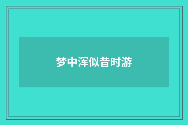 梦中浑似昔时游
