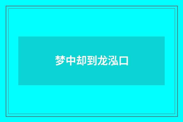 梦中却到龙泓口