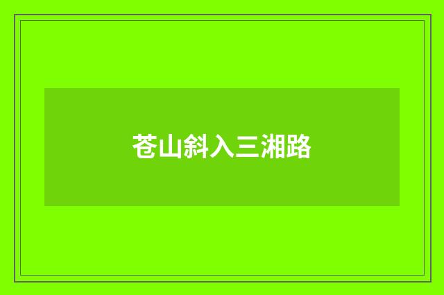 苍山斜入三湘路