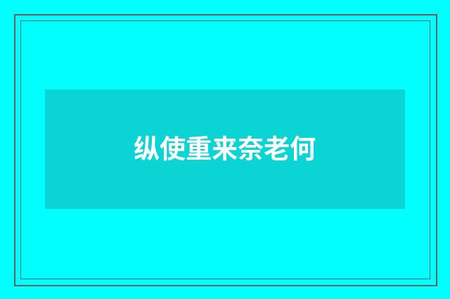 纵使重来奈老何