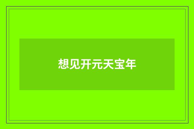 想见开元天宝年